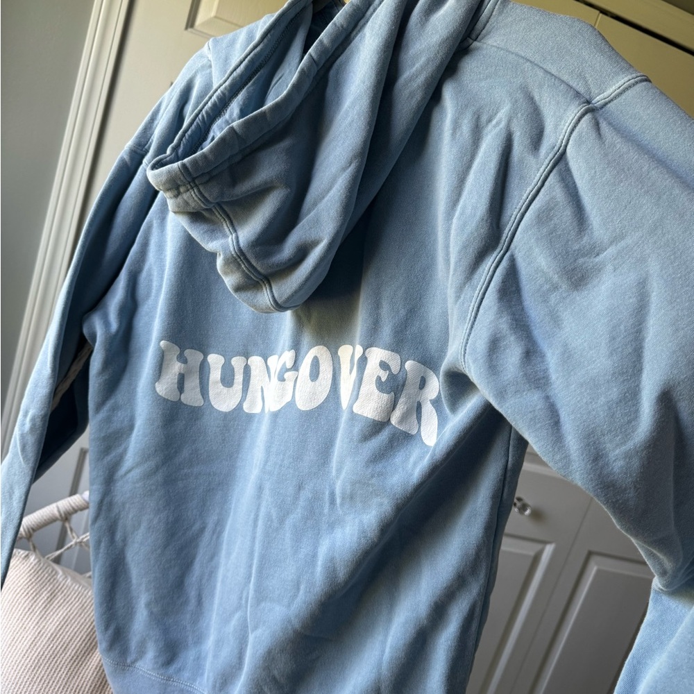 Blue Hoodie with 'HUNGOVER' Print